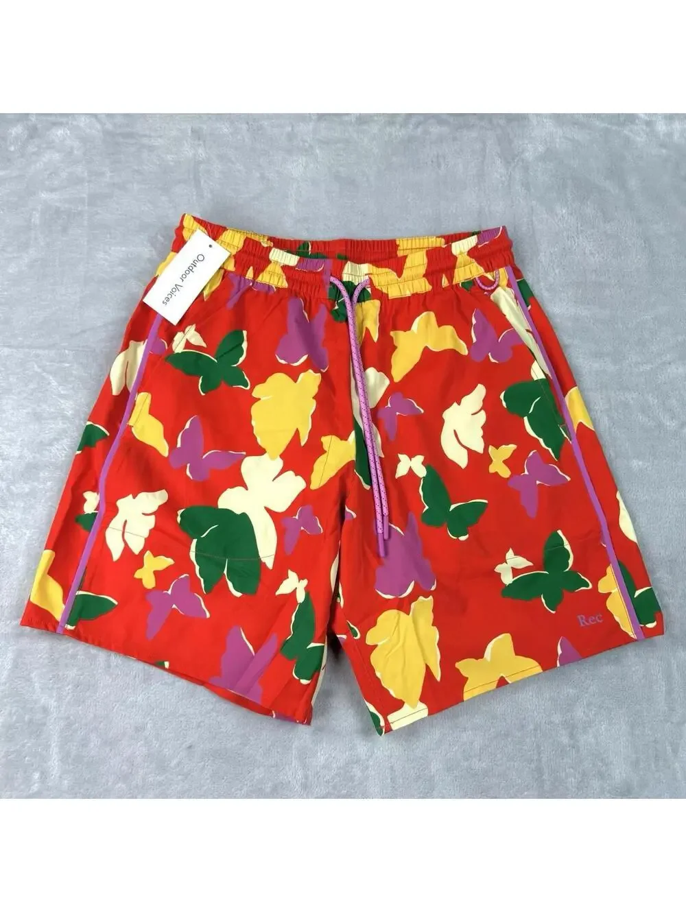 Outdoor Voices Butterfly Print Shorts Colorful Lined Activewear XS Summer NWT